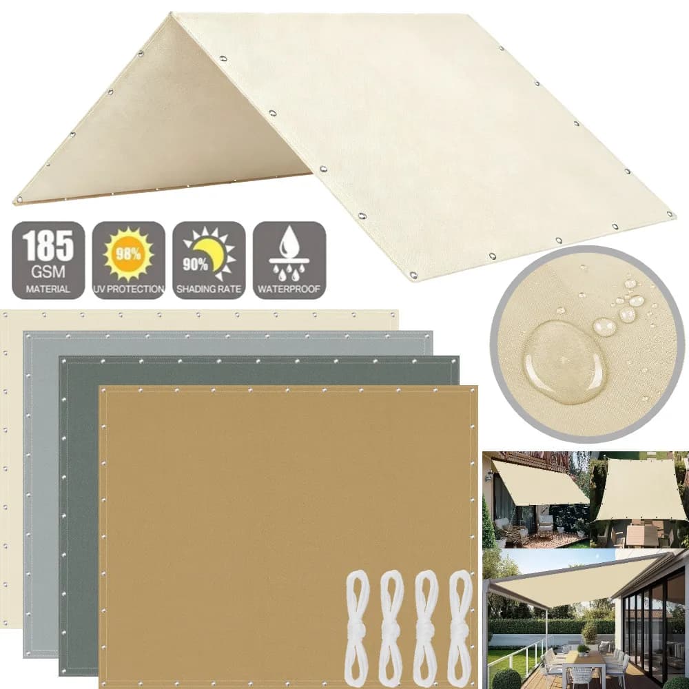 5x4m 4x3m 3x3m 3x2m Waterproof Tarp Tent Large Camping Awning Sun Shade Shelter Garden Patio Canopy Outdoor Beach Shade Hiking