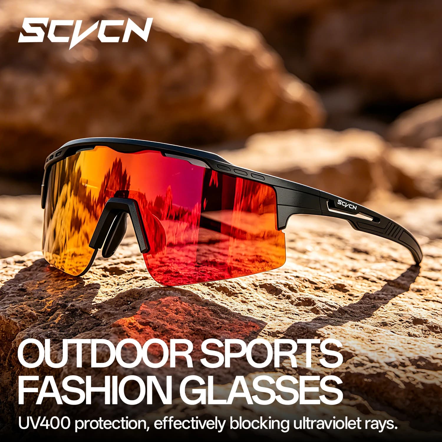 Occhiali da Sole SCVCN UV400 per Alpinismo, Antivento e Protezione Solare, per Mountain Bike, Escursionismo, Corsa, Campeggio e Guida