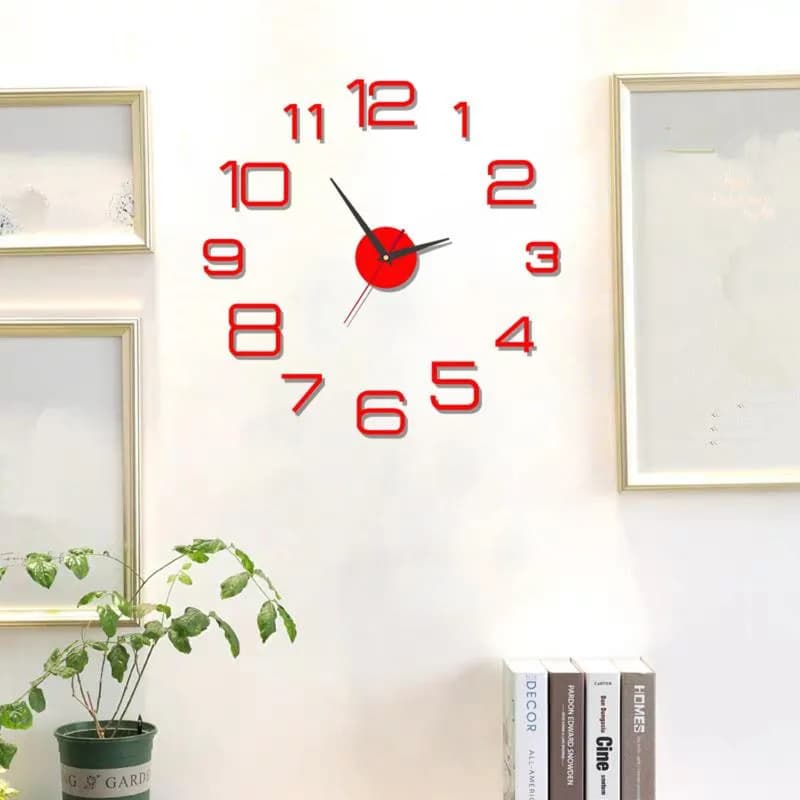 Orologio da Parete 3D Creativo Senza Cornice Luminoso Fai-da-Te, Adesivi Murali, Orologio Digitale Silenzioso per Soggiorno e Ufficio, Decorazione da Parete