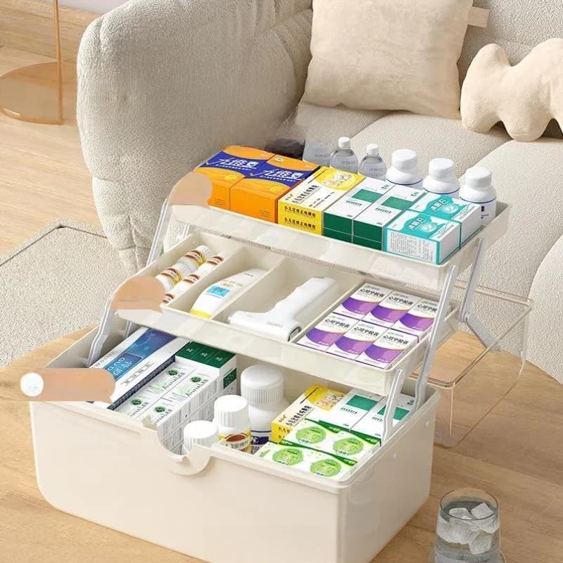 Kit di Pronto Soccorso per Uso Domestico, Scatola di Emergenza in Plastica per Medicinali e Forniture Mediche