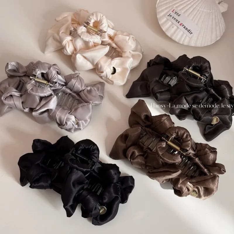 High-end satin bow hairpin female back head disc hair shark clip large grab clip advanced and exquisite hairpin