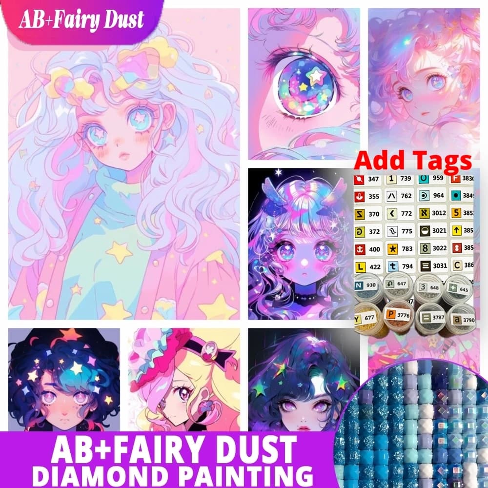 AB Fata Polvere Cartoon Neon Light Ragazza 5D Kit di pittura diamante fai da te Croce Ricamo fatto a mano Strass Mestiere Mosaico Arte Childre
