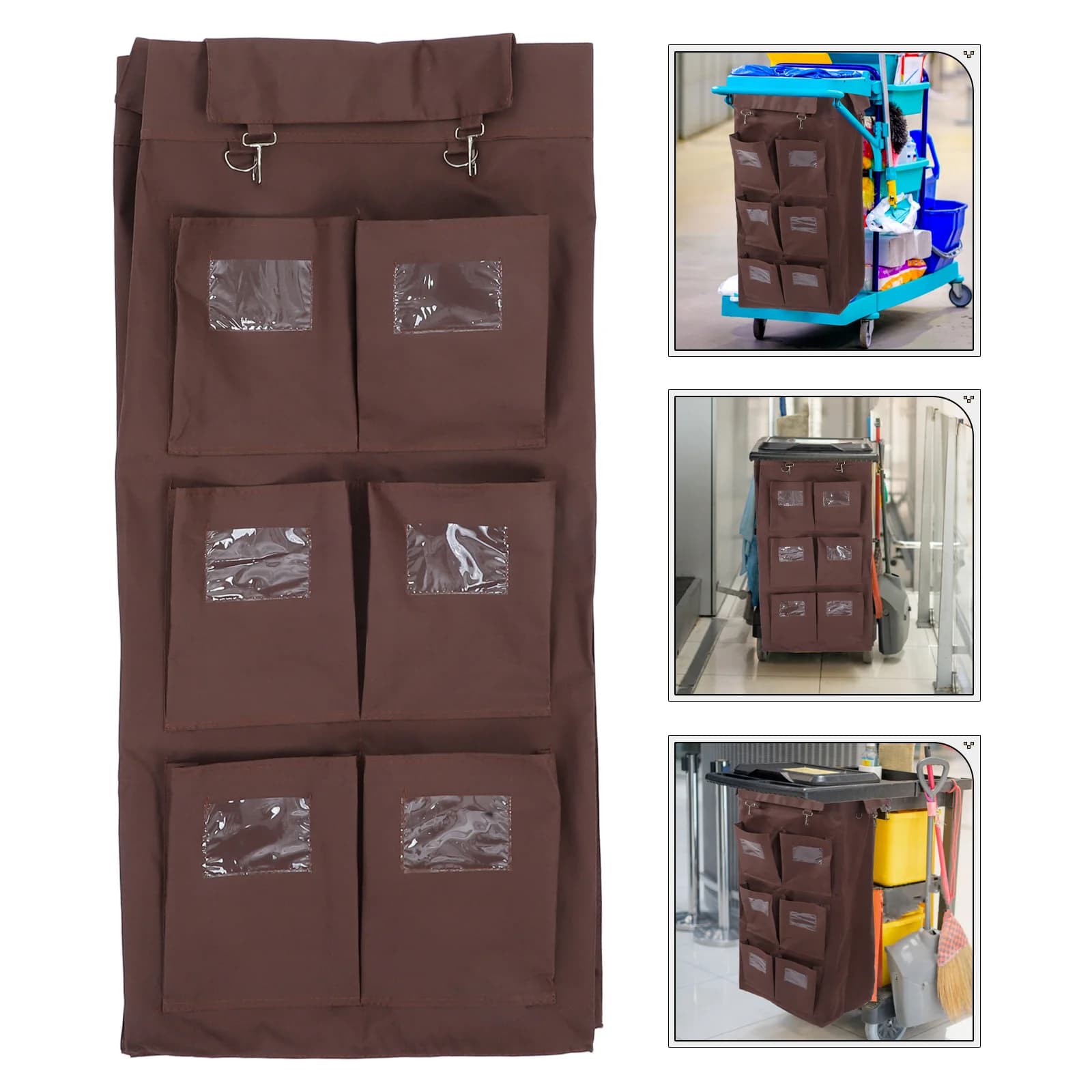 Cleaning bag 6 pockets Seamless linen basket in Oxford fabric of great capacity for cleaning cart Shopping cart for spare house