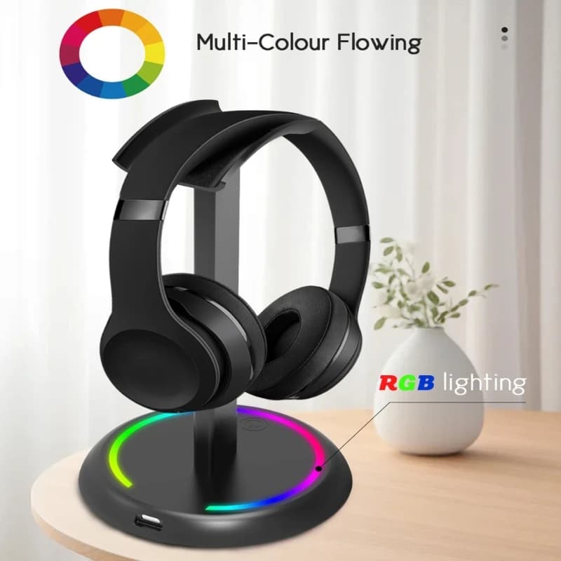 Gaming Desk Headphone Stand with Lighted Base, Desktop Headphone Holder for Home Office, Study Room and Table Use 896C