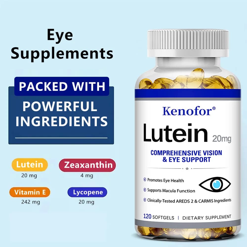 Lutein Capsules - with Zeaxanthin and Vitamin E - Powerful Antioxidant, Eye Health, Improve Vision Health - 120 Capsules