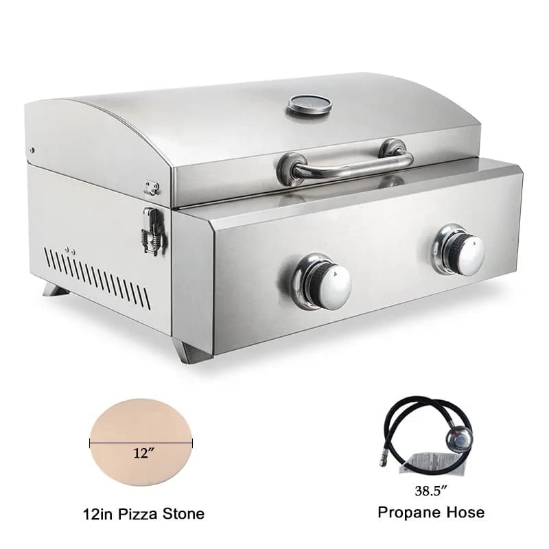 Forno per pizza da esterno - Modello portatile per uso domestico in acciaio inossidabile in stile americano con piastra in pietra