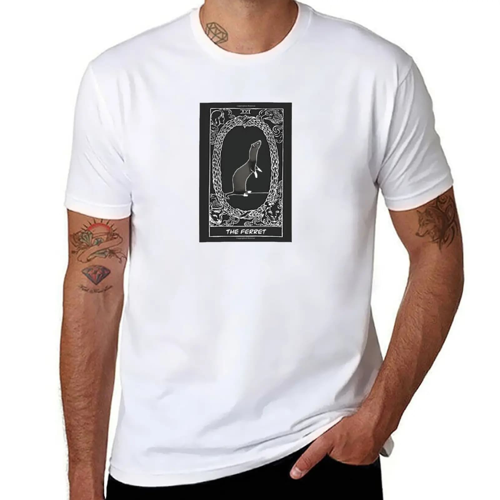 T-shirt con stampa Tarocchi del Furetto, T-shirt da uomo, T-shirt di design, T-shirt anime, T-shirt grafiche da uomo
