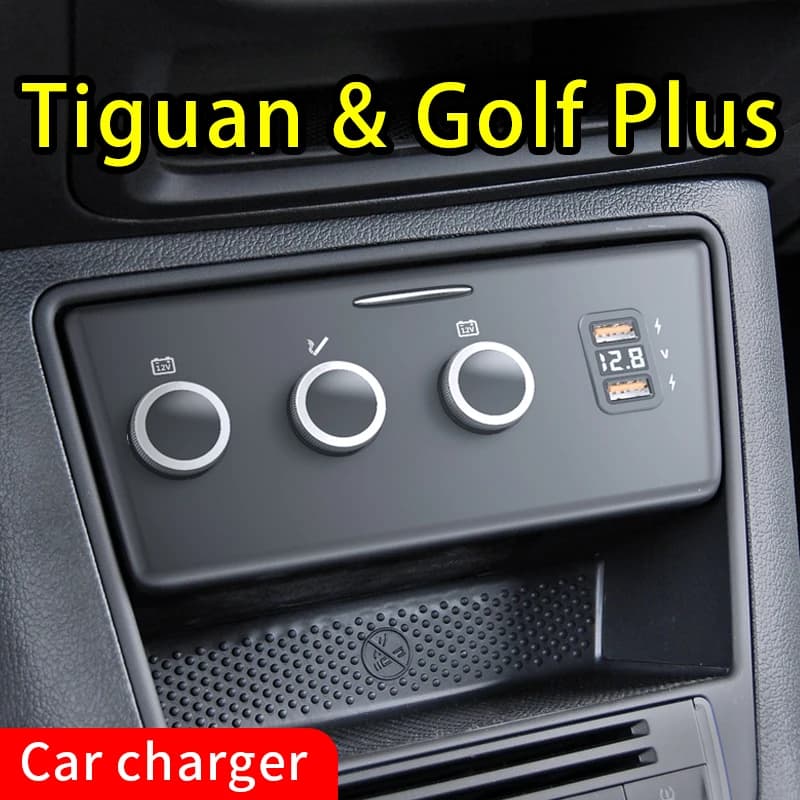 LOYEUANR Car Charger for VW Tiguan Prototype / Golf Plus Quick Charge Modified for iPhone Xiaomi HUAWEI Mobile Phone