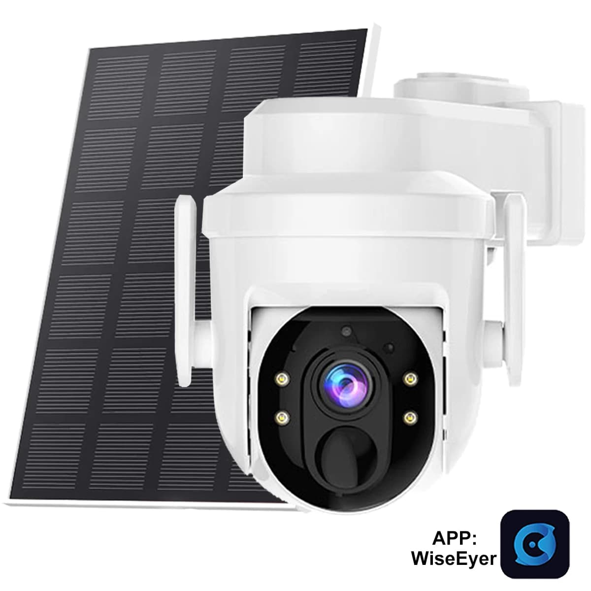 PTZ WiFi 4MP External Camera, Solar 2.5K HD Wireless IP Camera with Integrated Battery, HD Surveillance Camera