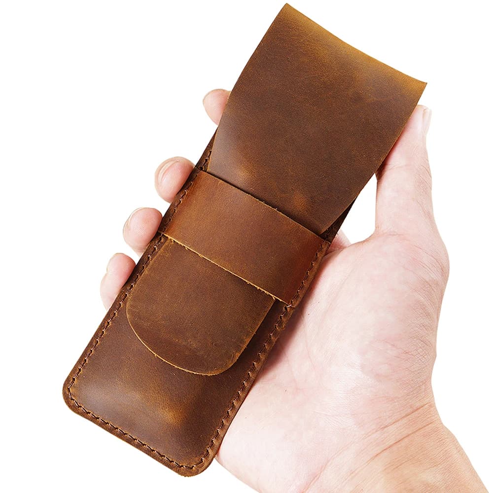 Custodia per penna in vera pelle retrò, custodia per organizer, astuccio portatile in pelle di vacchetta, forniture da viaggio