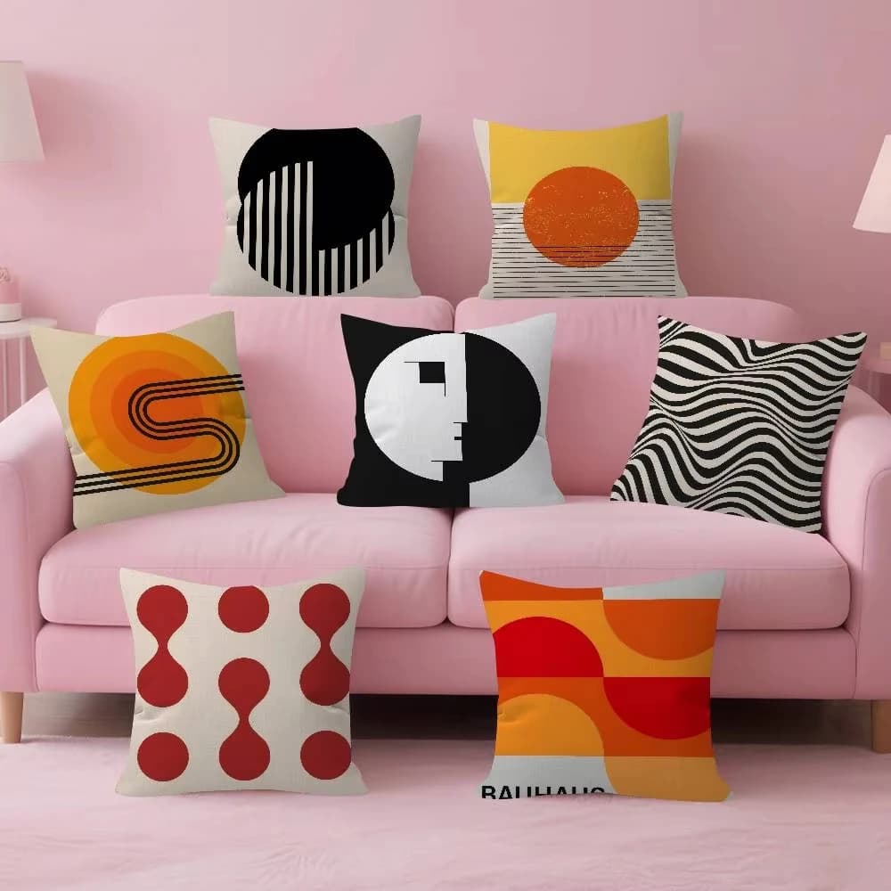 Abstract Bauhaus style cover, decoration for the house, decoration for the sofa, decoration for the farm.