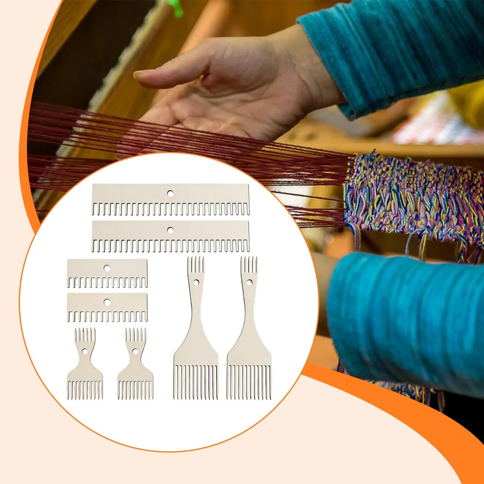 Wooden Tapestry Weaving Comb Kit for Weaving Loom Fringe Blanket Making Knitting Accessories and Sewing Supplies DIY Handcrafts