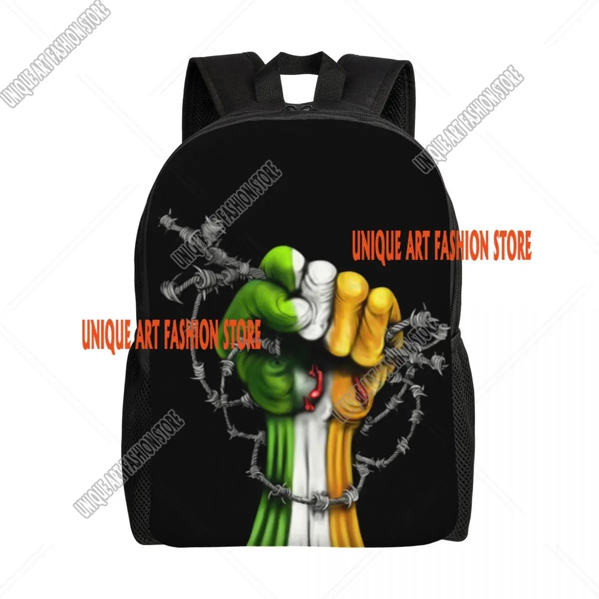 Zaino per laptop con bandiera irlandese Freedom Fist Zaino per libri alla moda per uomo e donna per borse patriottiche Irlanda per studenti delle scuole universitarie