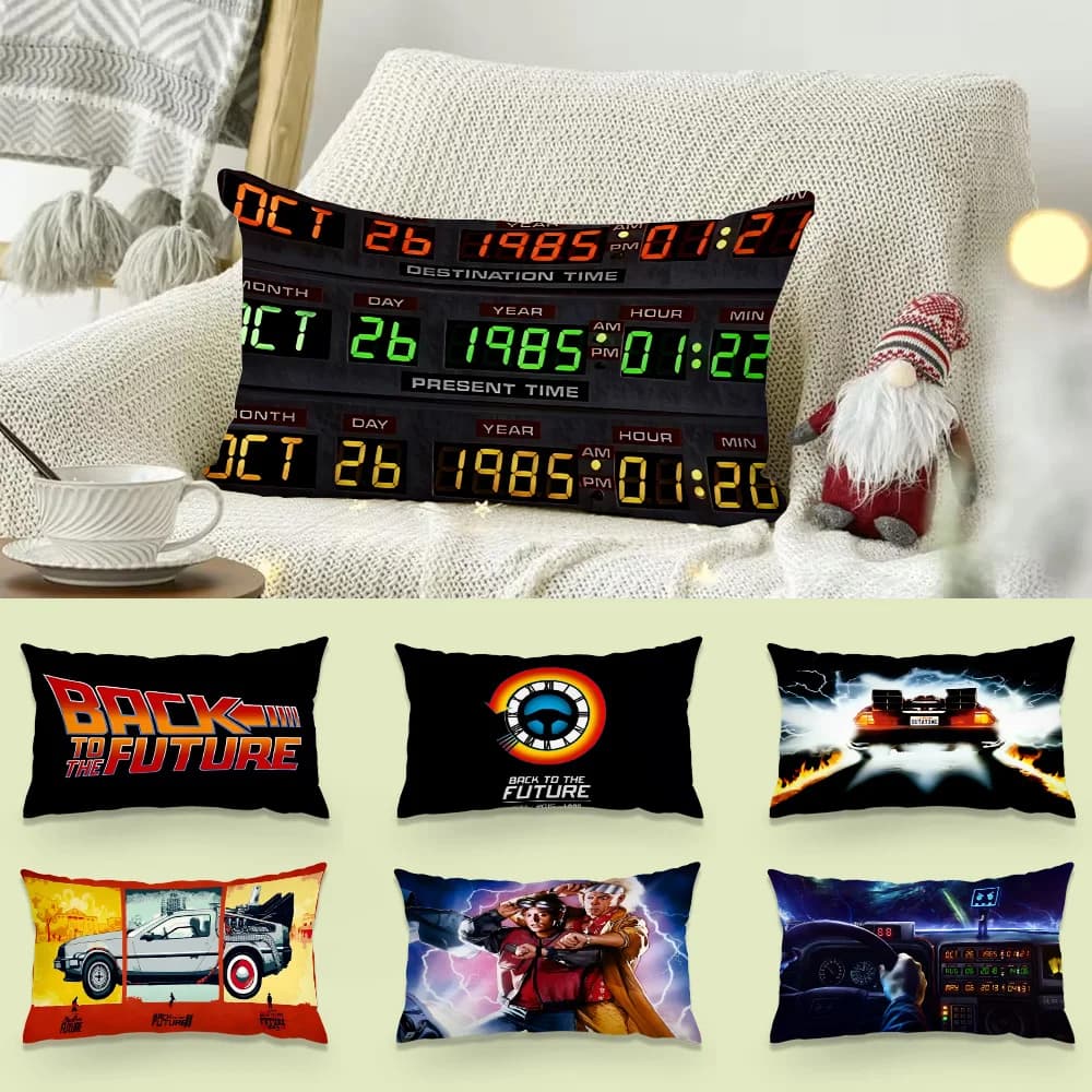 Back to the future Decorative Cartoon Sofa for Home Print Front-Retro Print Short Cushion Lining in cute plush