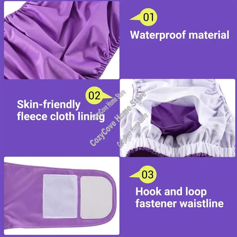 Pannolino per adulti riutilizzabile super grande per anziani e disabili, pantaloni per incontinenza impermeabili regolabili di dimensioni Underwear-A27R