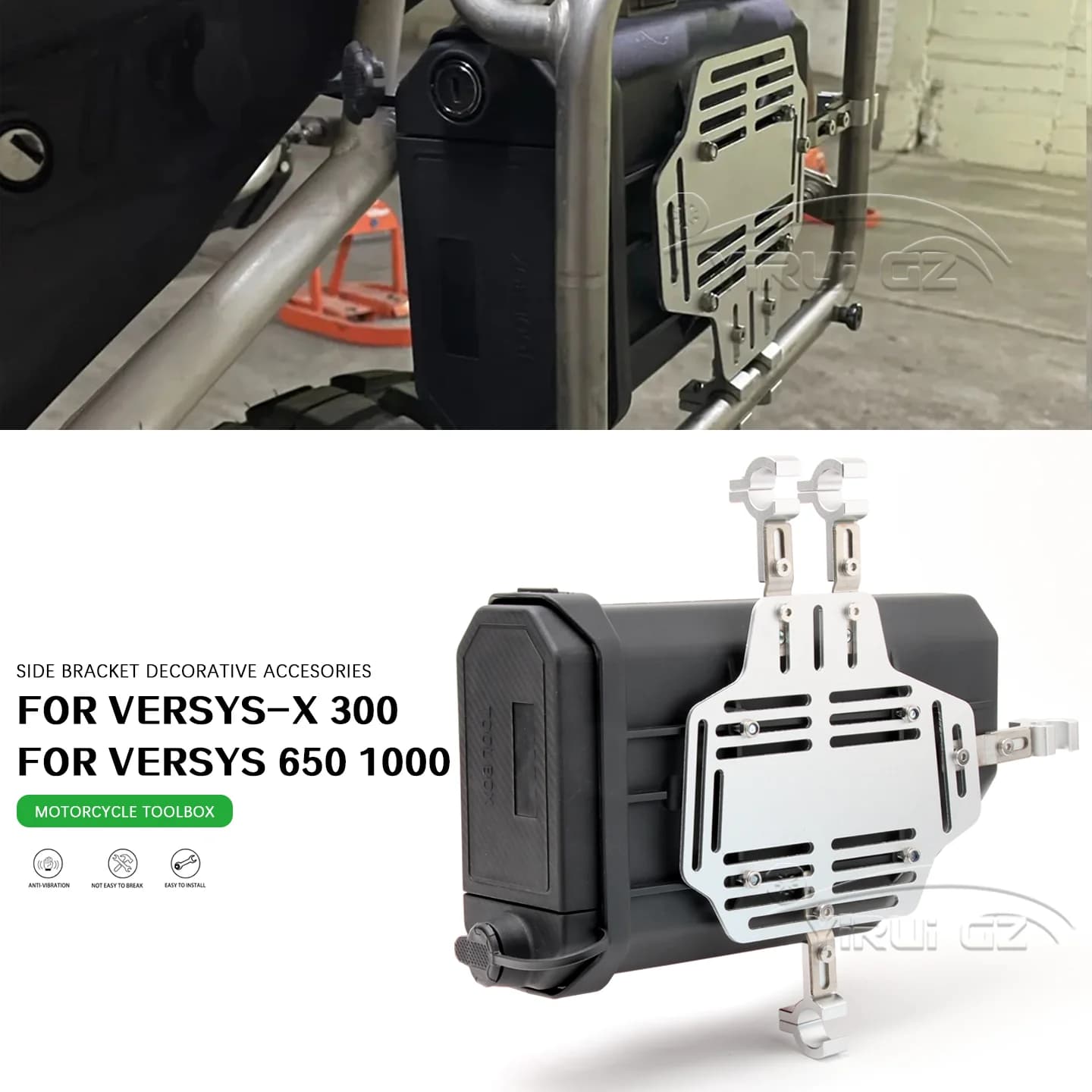 Cassetta degli attrezzi moto PER Kawasaki VERSYS-X 300 Scatola decorativa laterale impermeabile Kit di pronto soccorso/rottura Cassetta degli attrezzi Versys650 Versys1000