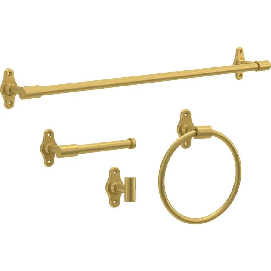 Calloway Set da bagno da 4 pezzi in raso oro 18 6 portasciugamani, porta carta igienica, porta asciugamani, gancio 4 pezzi accessori per il bagno