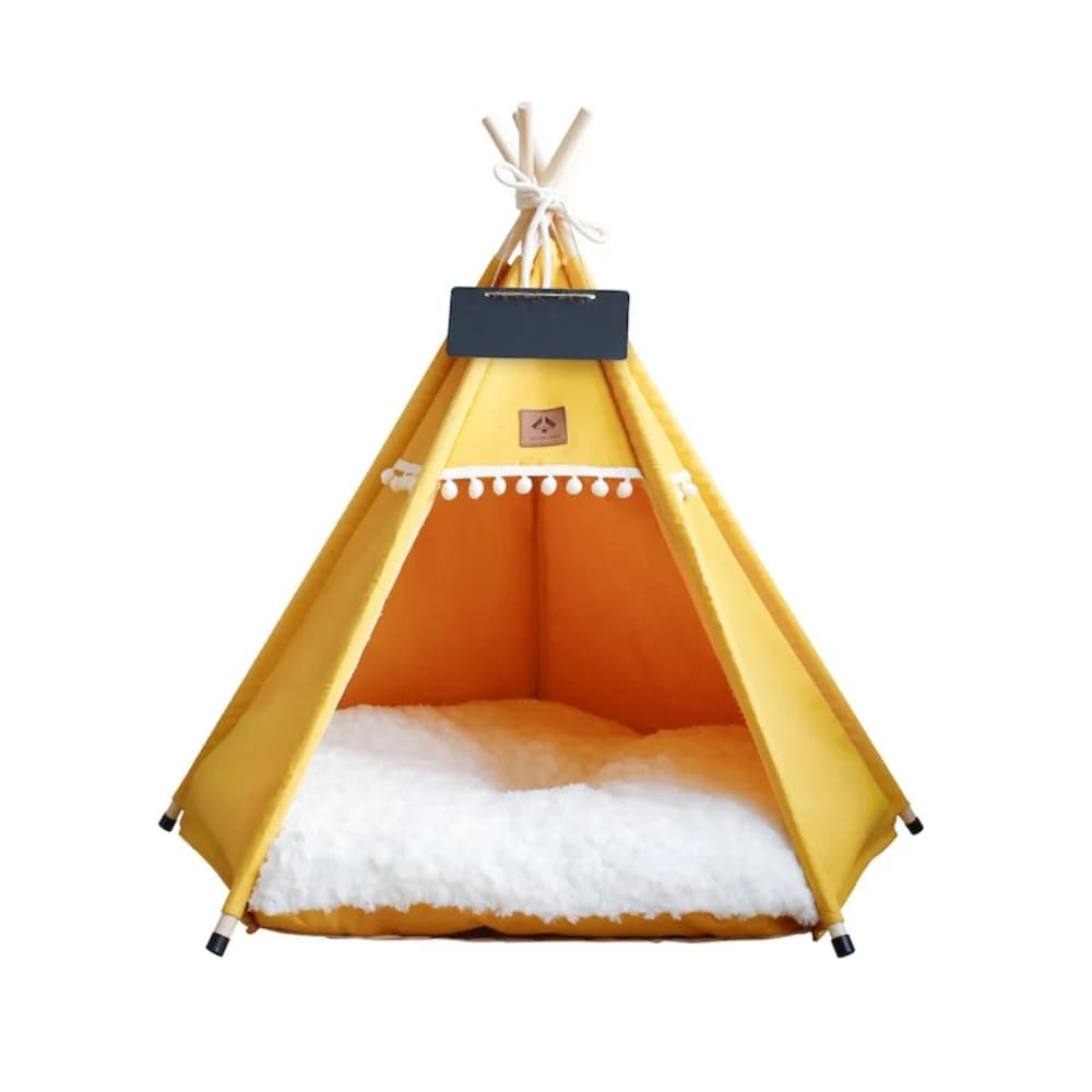 Tenda Teepee per Gatti con Cuscino Spesso, Materasso Morbido, Letto per Cani Lavabile e Pieghevole, Cuccia per Animali Domestici per Tutte le Stagioni