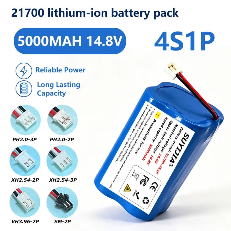 21700 14.8V 5000mah 4S1P lithium battery pack with PCB used for LED lighting, smart speakers, massage guns Replace battery