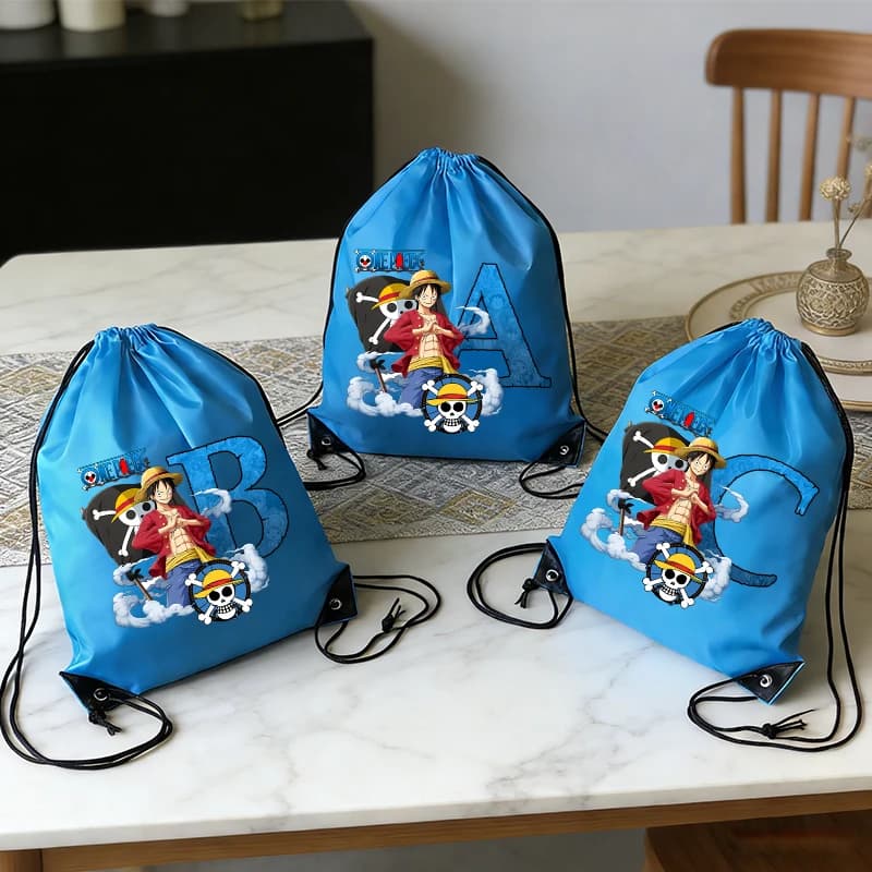 Backpack with Coulisse One Piece for Boys, Waterproof Bag in Polyester, Handbags for Clothing with Cartoons, Gift Bag with Letters