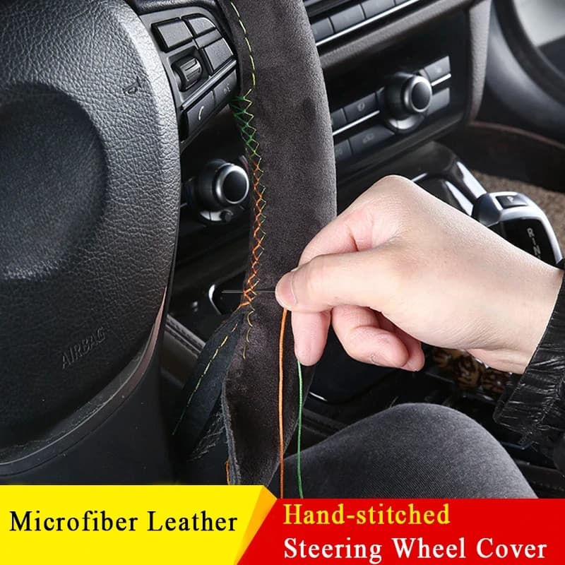 Car suede cover Interior non-slip leather cover 38 cm universal braided protection leather