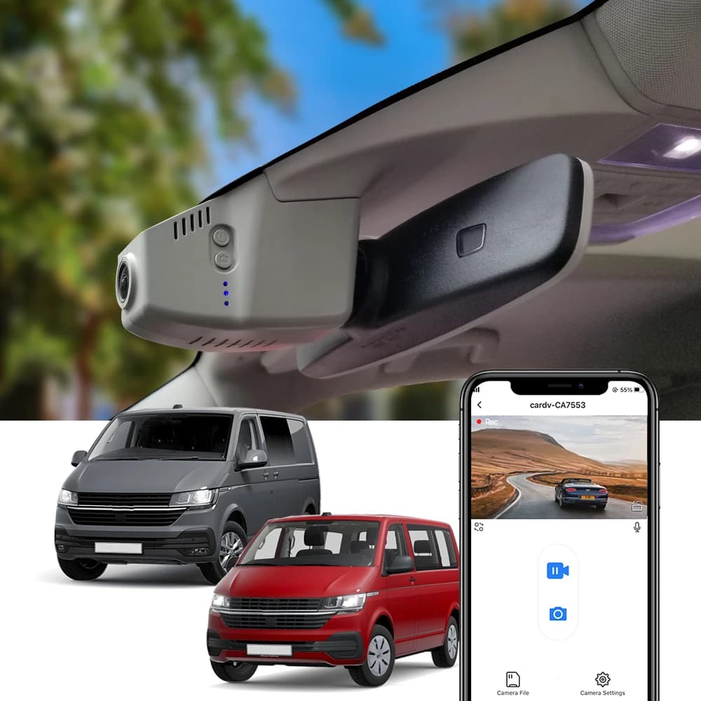 FITCAMX 4K Dash Cam for VW Transporter/Caravelle/Multivan T6/T6.1 (2015-2025), OEM style, night vision, Volkswagen specification