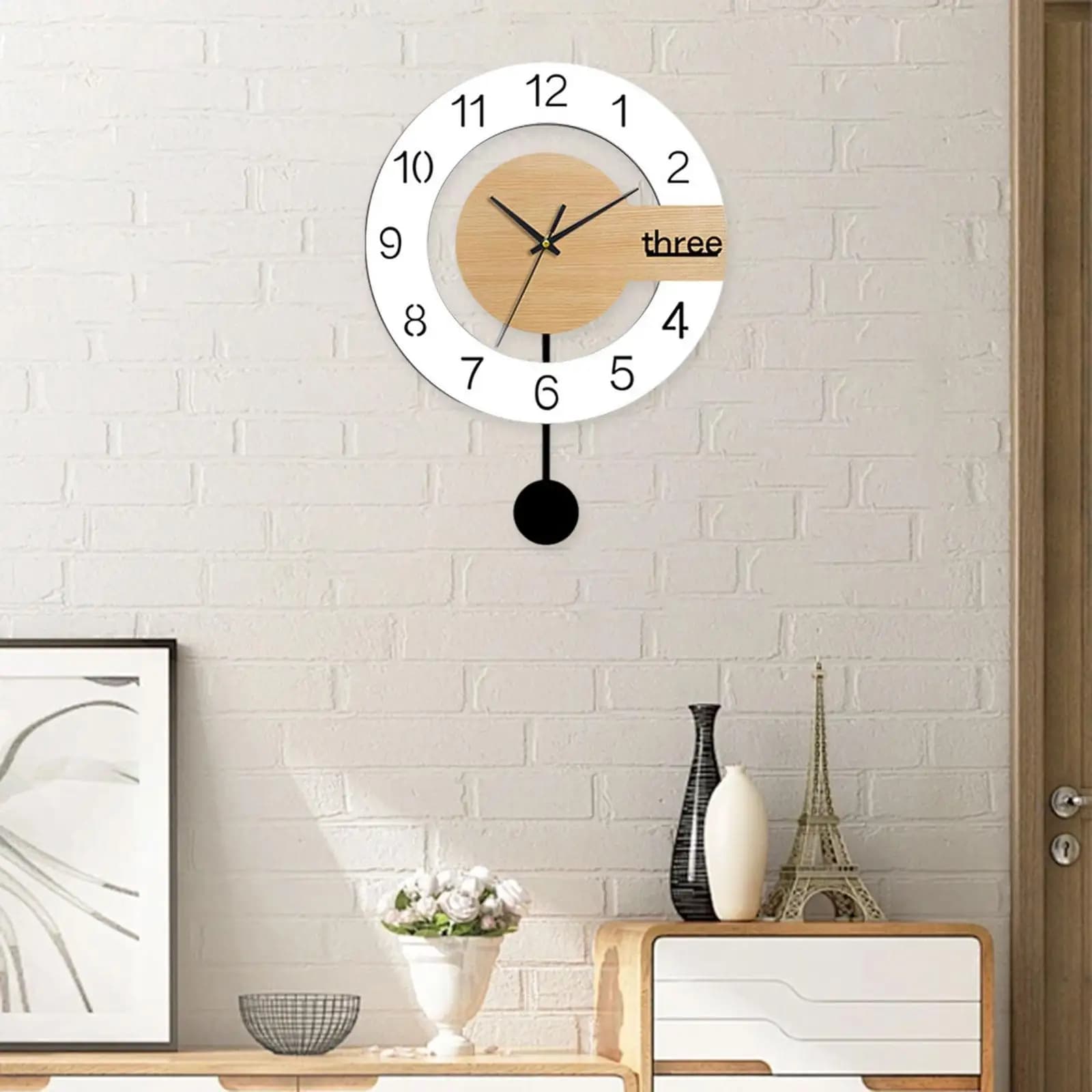 Wall clock with ticking artwork, simple for dining room, guest room, bar