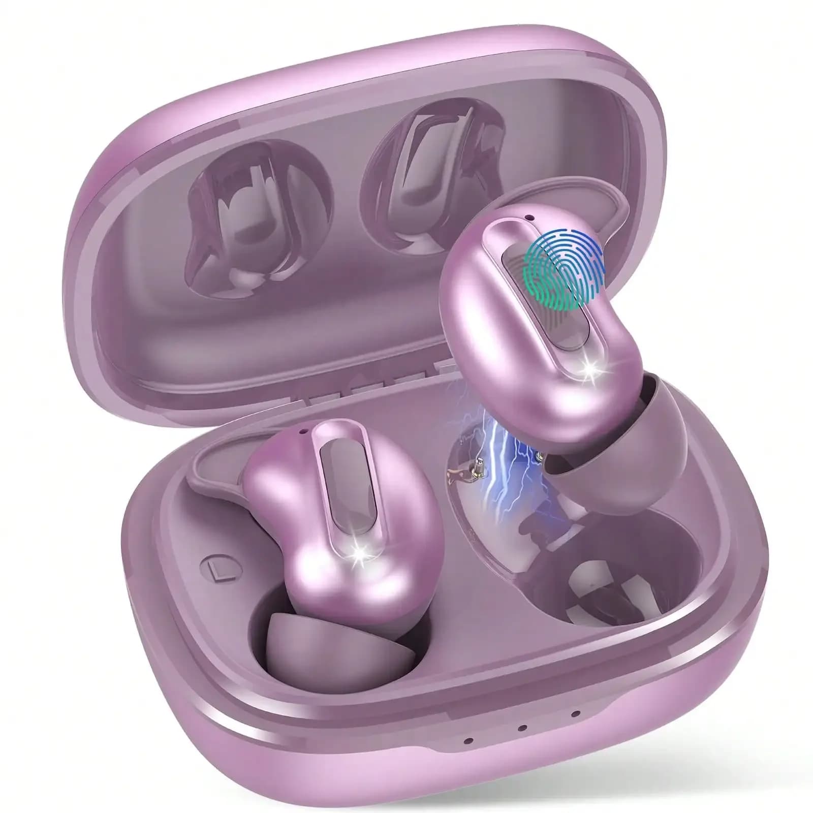 Auricolari per dormire, mini auricolari wireless ANC Bluetooth 5.4, cuffie stereo con bassi profondi, auricolari con autonomia di 48 ore, 4 microfoni con cancellazione del rumore ENC, auricolari in-ear impermeabili IP7 per chi dorme sul fianco, controllo touch