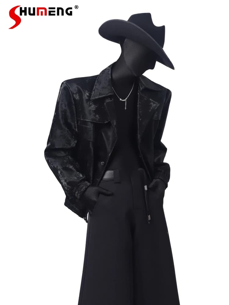Moda Allentato Comfort Giubbotti Uomo 2025 Autunno Nuova Manica Lunga Bello Risvolto Giubbotti in Ecopelle Elegante Moto Cappotti Top