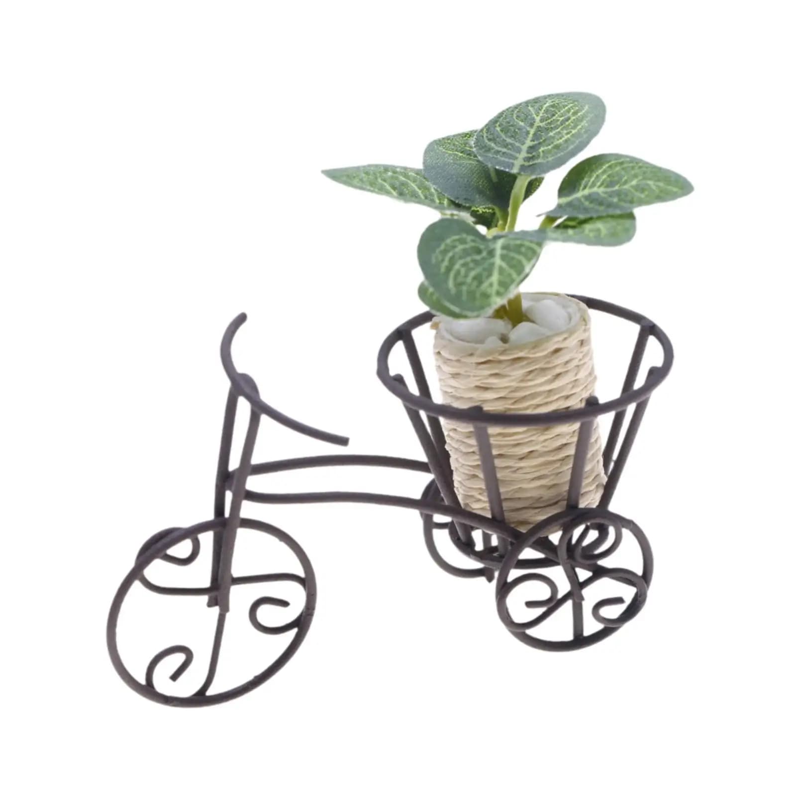 Miniature Plant for Doll House with Support, Decorative Item Scale 1:12, Doll House Accessories