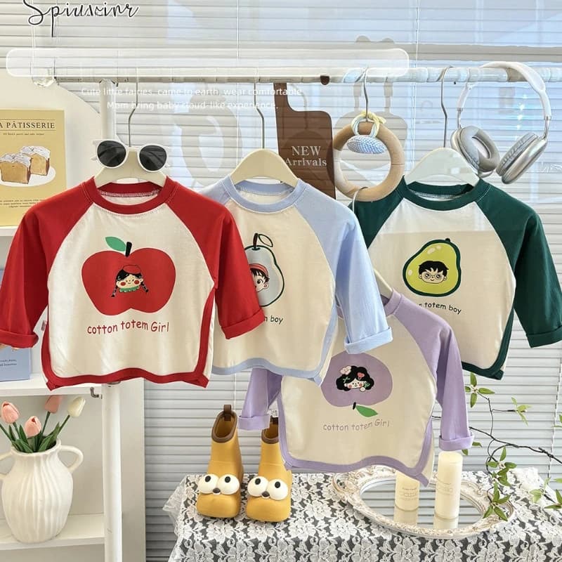 Children's Long Sleeved T-shirt Cotton Boy and Girl White Autumn Base Shirt Baby Soft and Breathable Top Outdoor Indoor Clothes