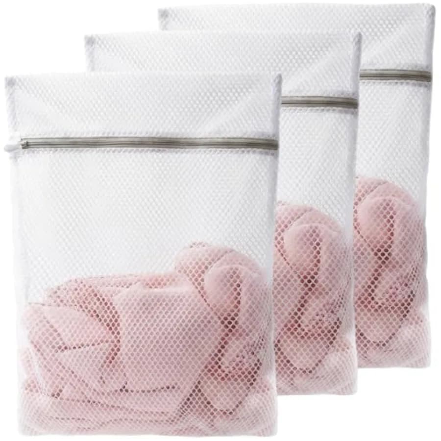 Mesh Laundry Bags for Delicates, 16 x 20 Inches Honeycomb Zippered Washing Bags for Lingerie and Delicate Garments, 3 Pack