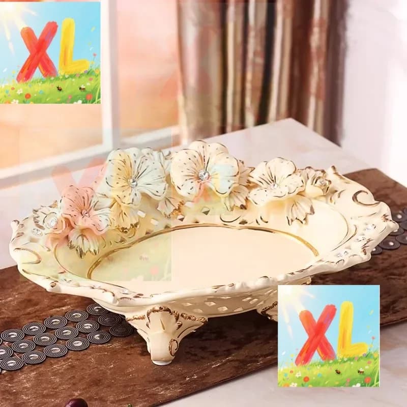 Set di piatti di frutta di grandi dimensioni in ceramica europea di lusso, piatti di frutta secca moderni e creativi, decorazione per tavolino da salotto