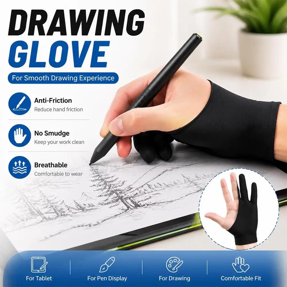 Drawing Glove Anti Touch Screen Artist Glove Breathable Elastic Anti-fouling Glove Universal for Digital Painting Graphic Tablet