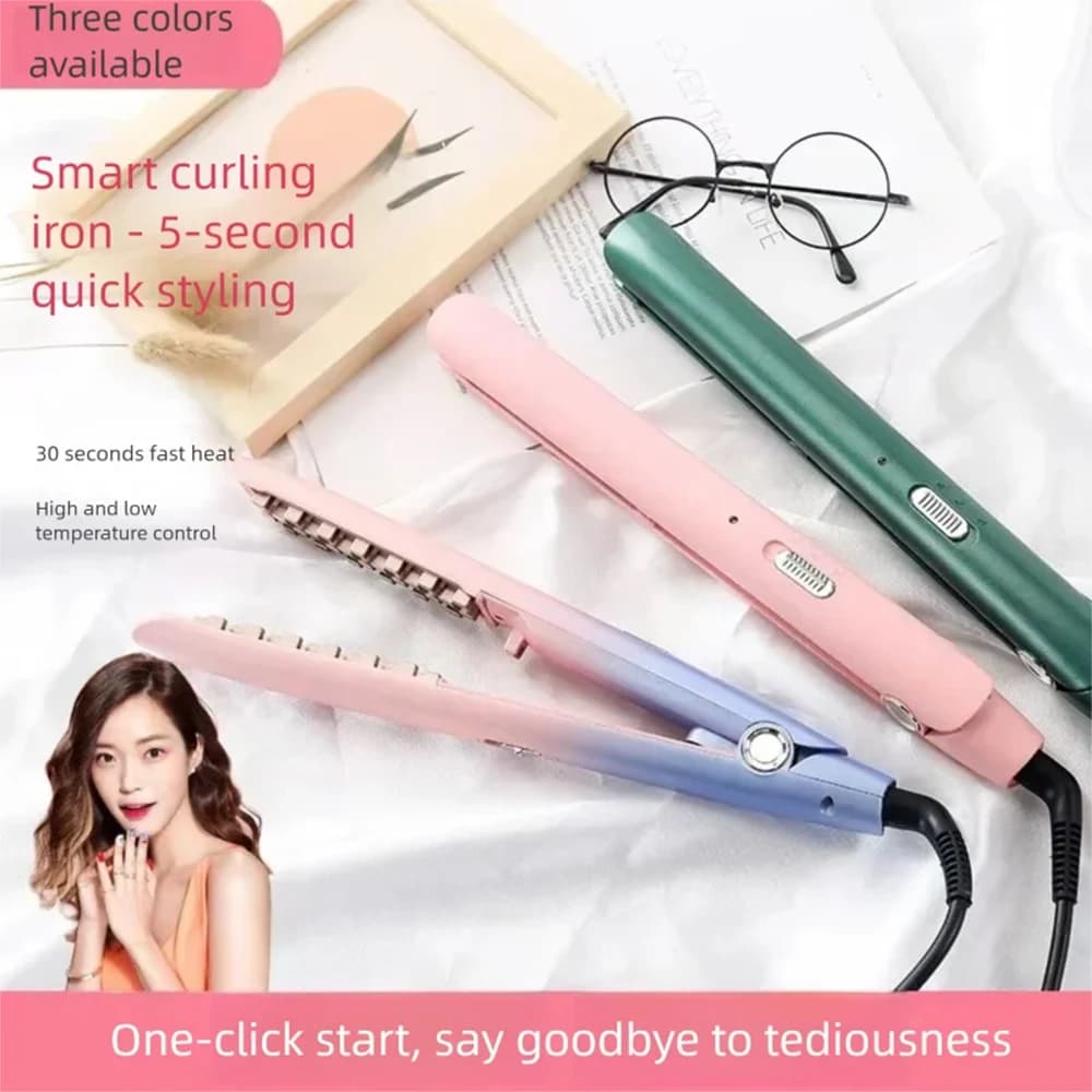 Electric curling iron for wavy and voluminous hair, for corn waves, modelling brush for short hair