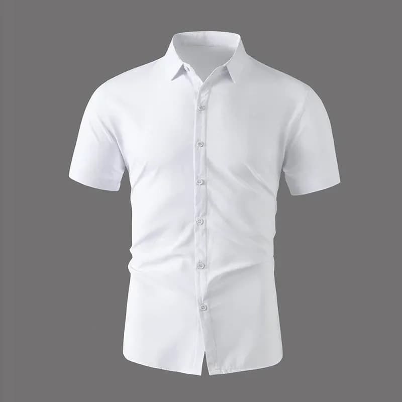 Camicia a maniche corte tinta unita casual da uomo nuova per la moda estiva senza stiratura Top comodo e versatile