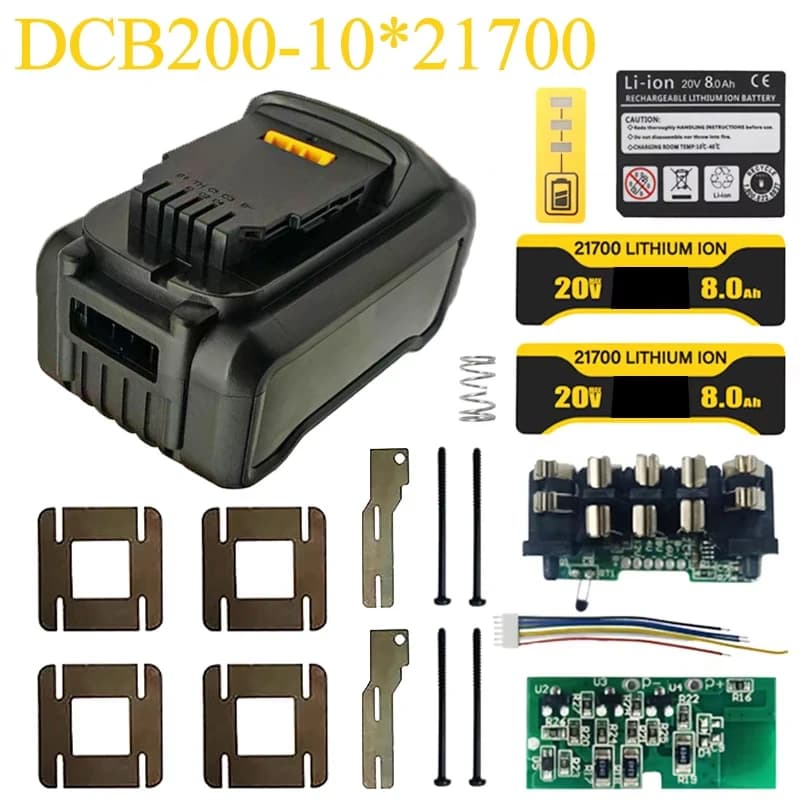 DCB208 Lithium Battery Case 10 X 21700 Storage Box BMS PCBA For Dewalt 18V 20V 8.0Ah Charging Protection Circuit Board Shell