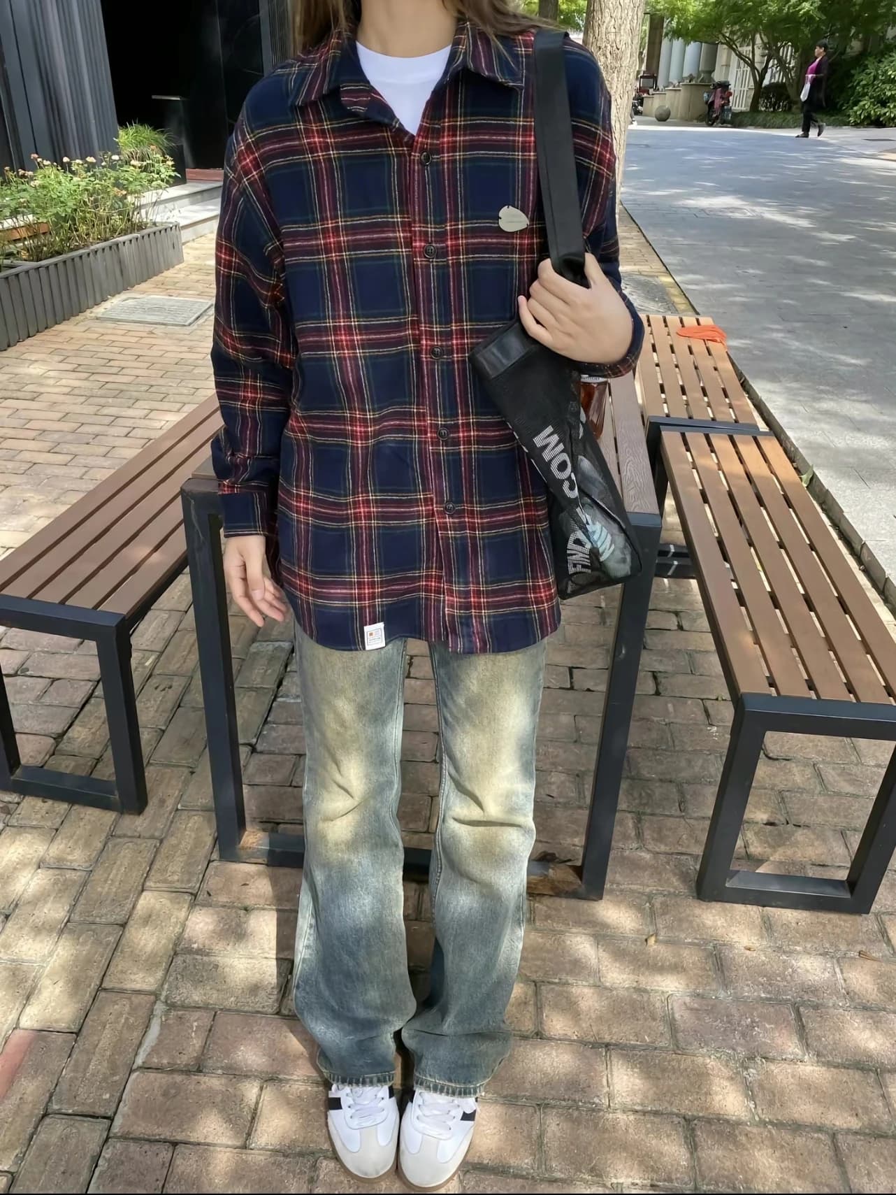Retro American Red Plaid Shirt Jacket Loose Casual Unisex Spring Autumn Cleanfit Collar Long Sleeve Youth Wear Resistant