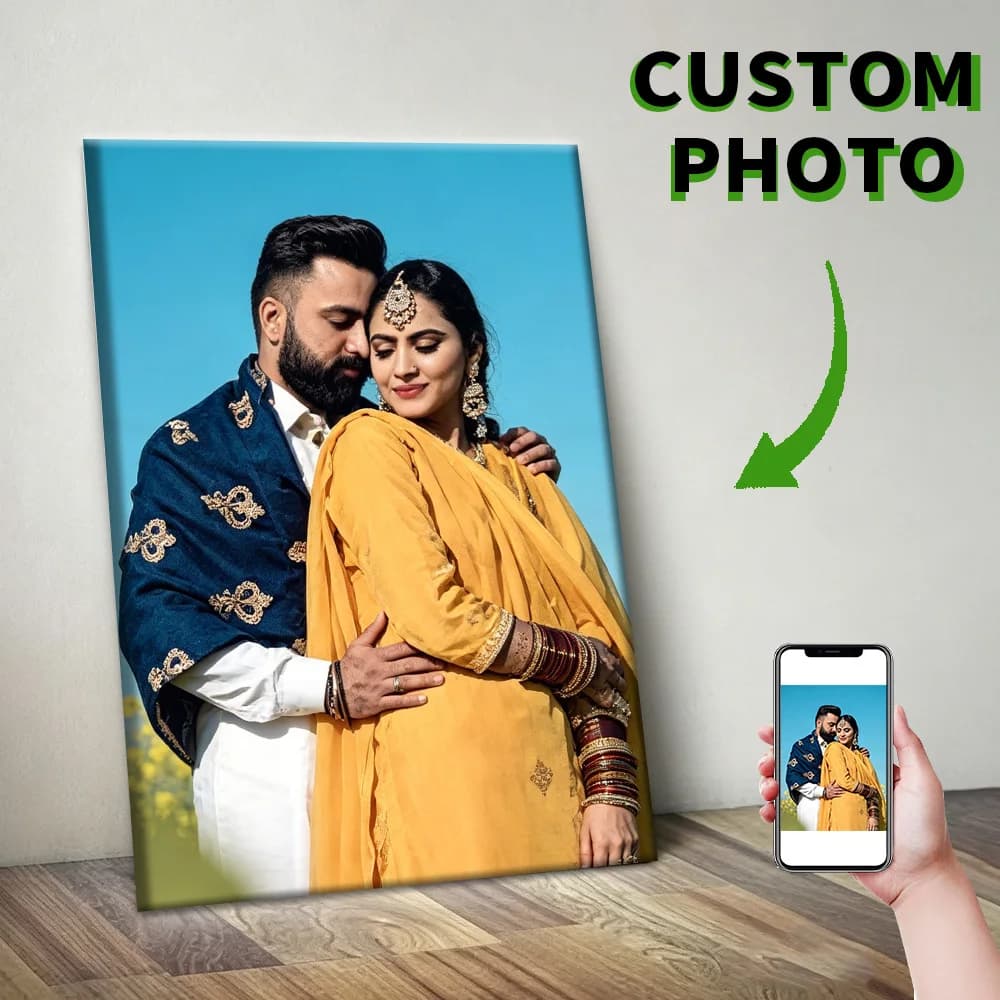 1 Pezzo di Foto Personalizzate su Tela con Cornice in Legno Fai-da-Te o Poster Senza Cornice, Foto Personalizzate per la Tua Persona Amata, Famiglia, Amico