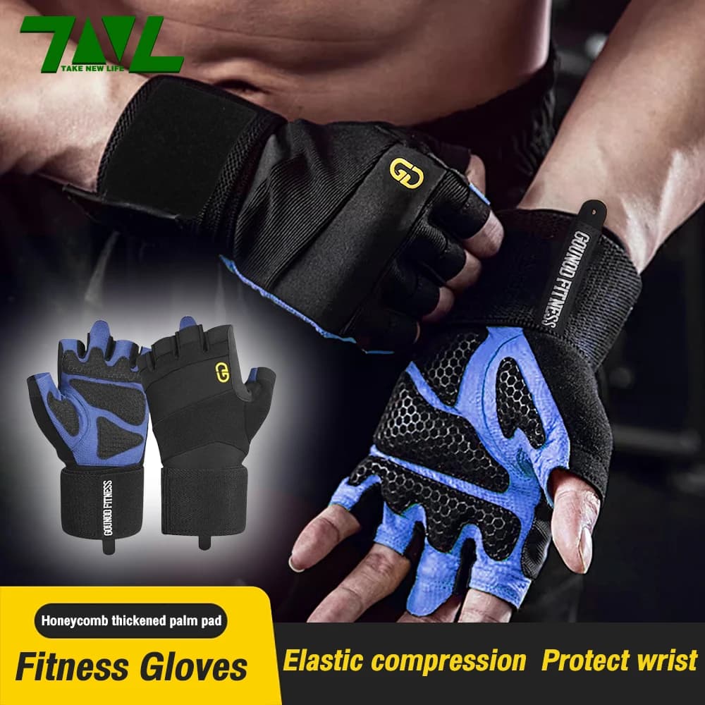 1 pair of women's anti-slip gym gloves, training gloves with wrist support half breathable fingers, fitness training gloves for cycling