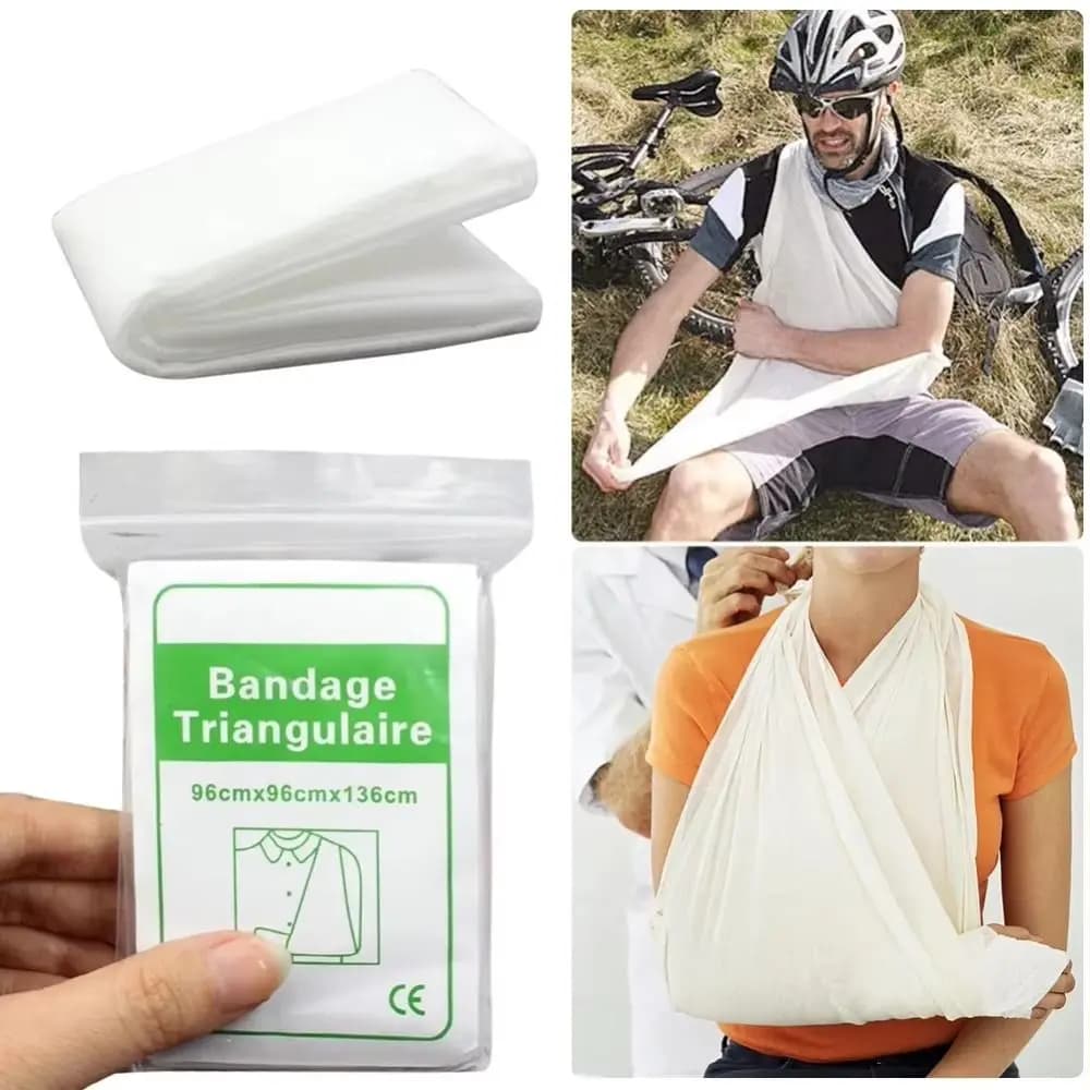 10Pcs Non-Woven Hemostatic Kaolin Gauze Z Folding Arm Wrapping Stop Bleeding Gauze Fracture Fixation 10Pcs Triangular Bandage