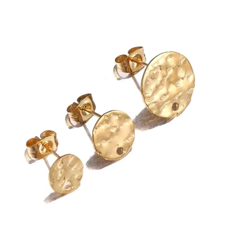 10 pezzi perno di base per orecchini in acciaio inossidabile oro argento con spina per orecchini rotondo in rilievo per l'orecchio posteriore accessori per la creazione di gioielli fai da te