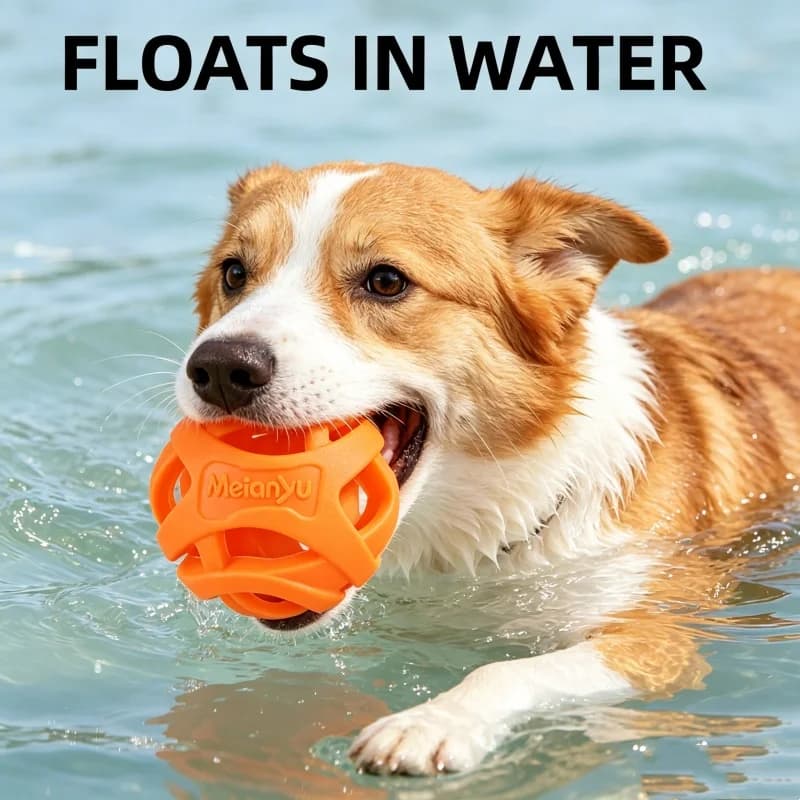 Floating Dog Chew Ball Indestructible Rubber Teeth Cleaning Molar Toy Fetch Ball for Small Medium Dogs Pool Water Play