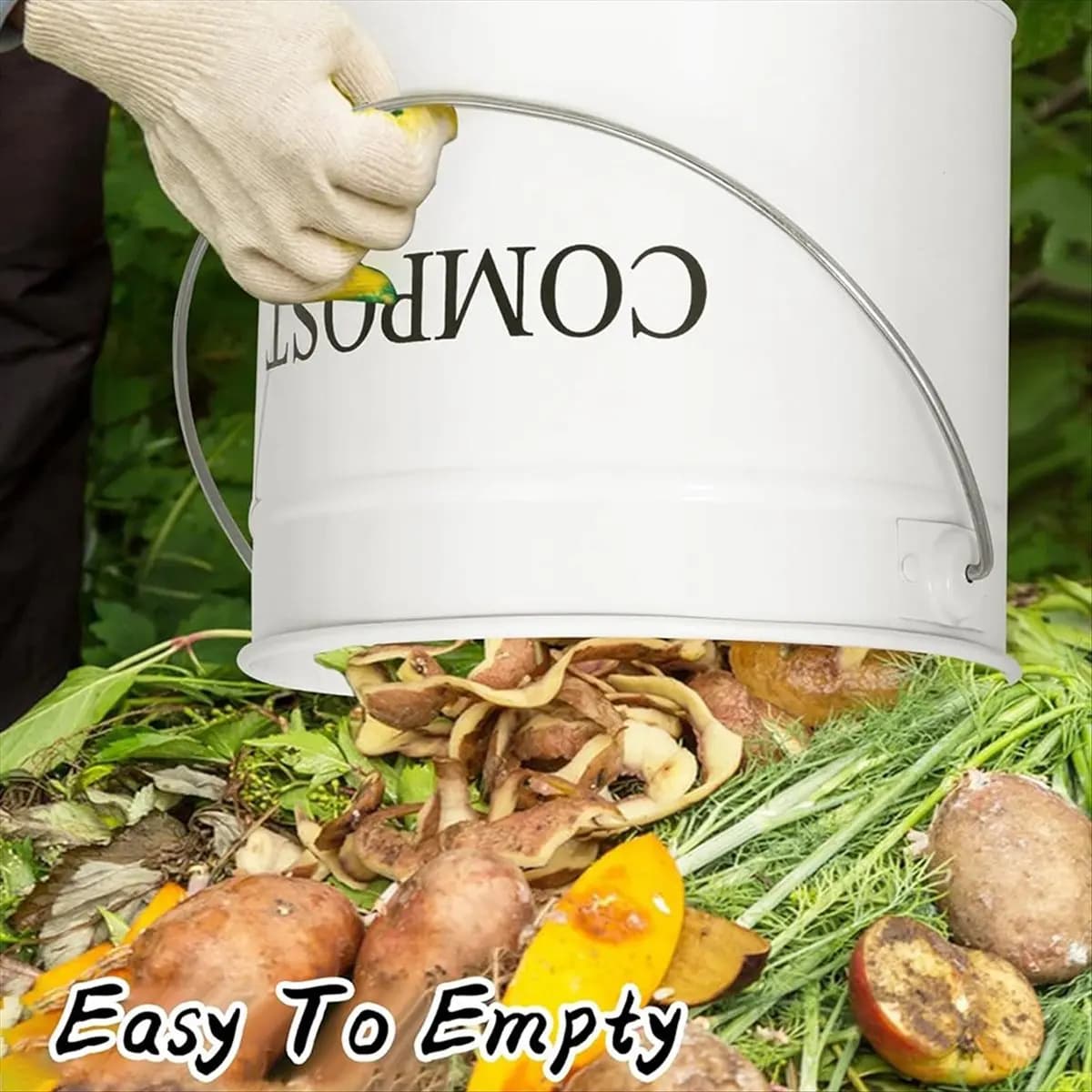AA77 Contenitore per compost da cucina per piano di lavoro della cucina, secchio per compost da 1 gallone per cucina con coperchio, bianco