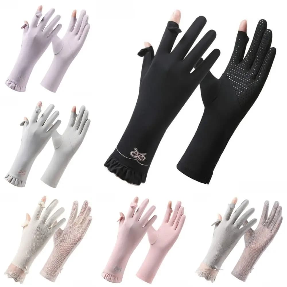 Guanti Protettivi UV in Pizzo Traspiranti Anti-UV Sottili ed Elastici per Ciclismo, Guida e Sport
