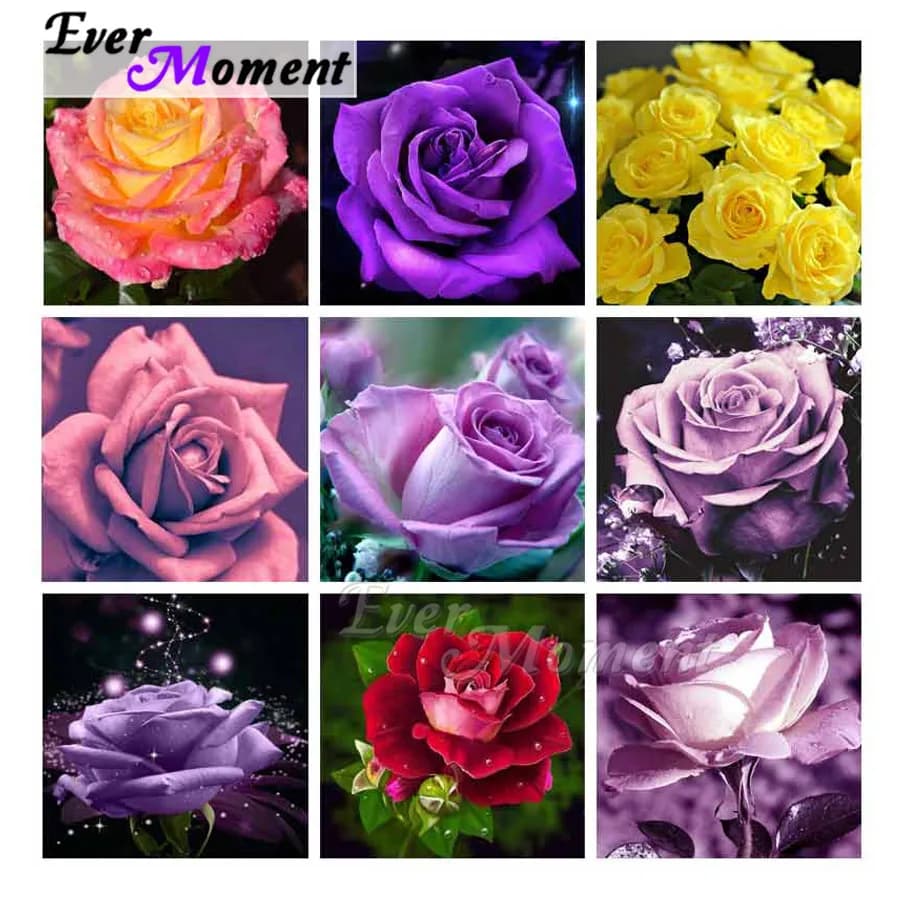 Ever Moment Diamond Painting Colorful Flower Bloom 5D DIY Wall Decor Full Square Round Drill Rhinestone Embroidery ASF2037