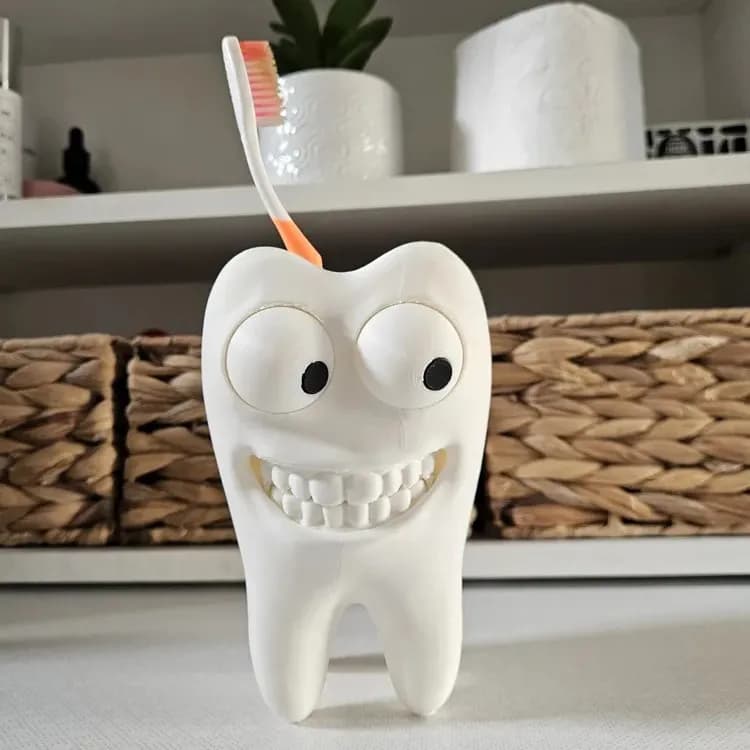 Cartoon Toothbrush Companion Holder Funny Smiling Teeth Toothbrush Holder Bathroom Accessories Cute Desktop Pen Organizer
