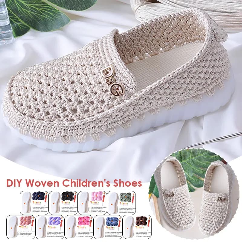 Suole con gancio intrecciate a mano per bambini Suole in gomma morbida anti-calcio Linea cava Pantofole lavorate a maglia Sandali Scarpe fai da te Materiale all'uncinetto