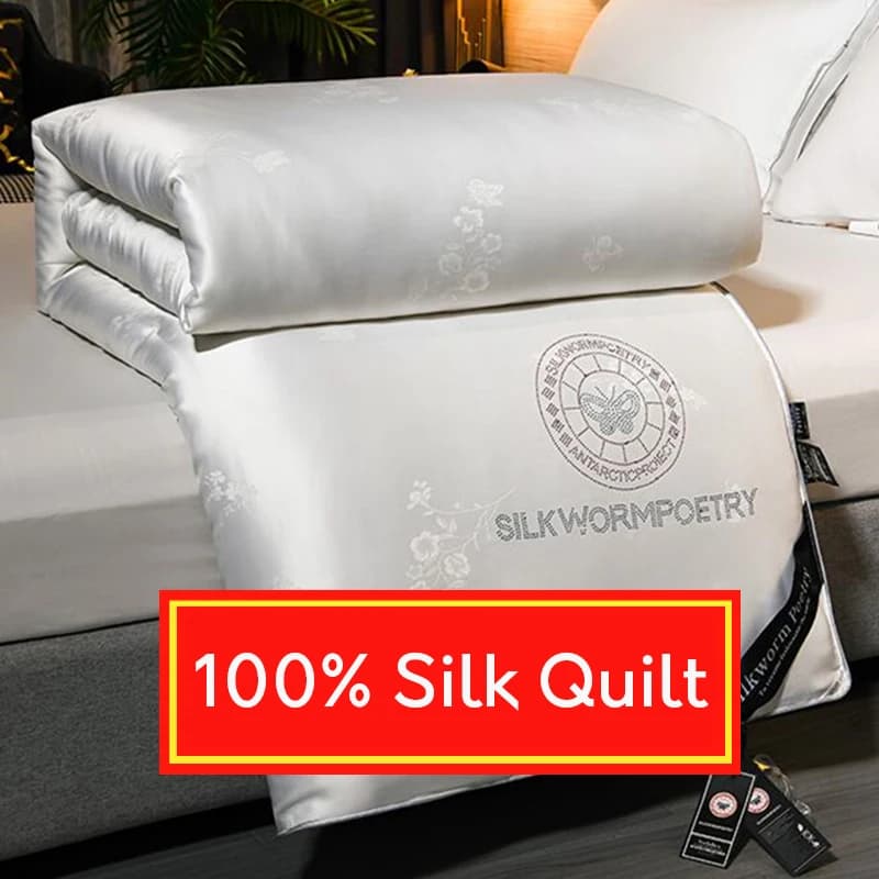 Trapunta in vera seta 100% seta di gelso trapunta primavera autunno piumino invernale addensato coperta addensata super calda trapunta di seta di lusso