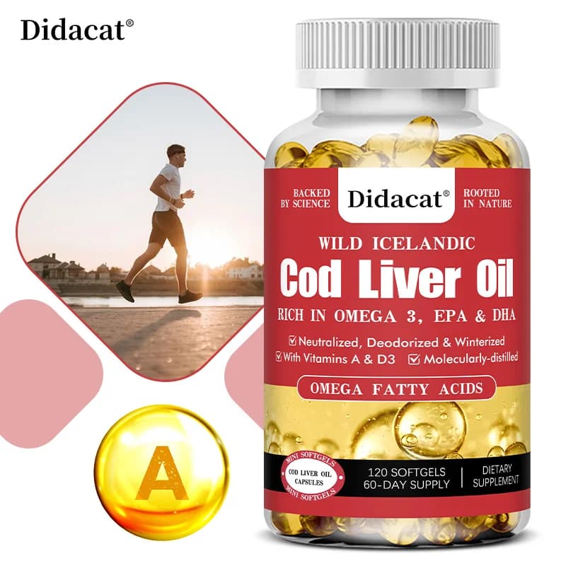 Olio di Fegato di Merluzzo | 120 Softgel, Omega 3 Naturale, Tripla Concentrazione | Integratore Alimentare per la Migliore Salute Immunitaria, Ossa e Muscoli Sani